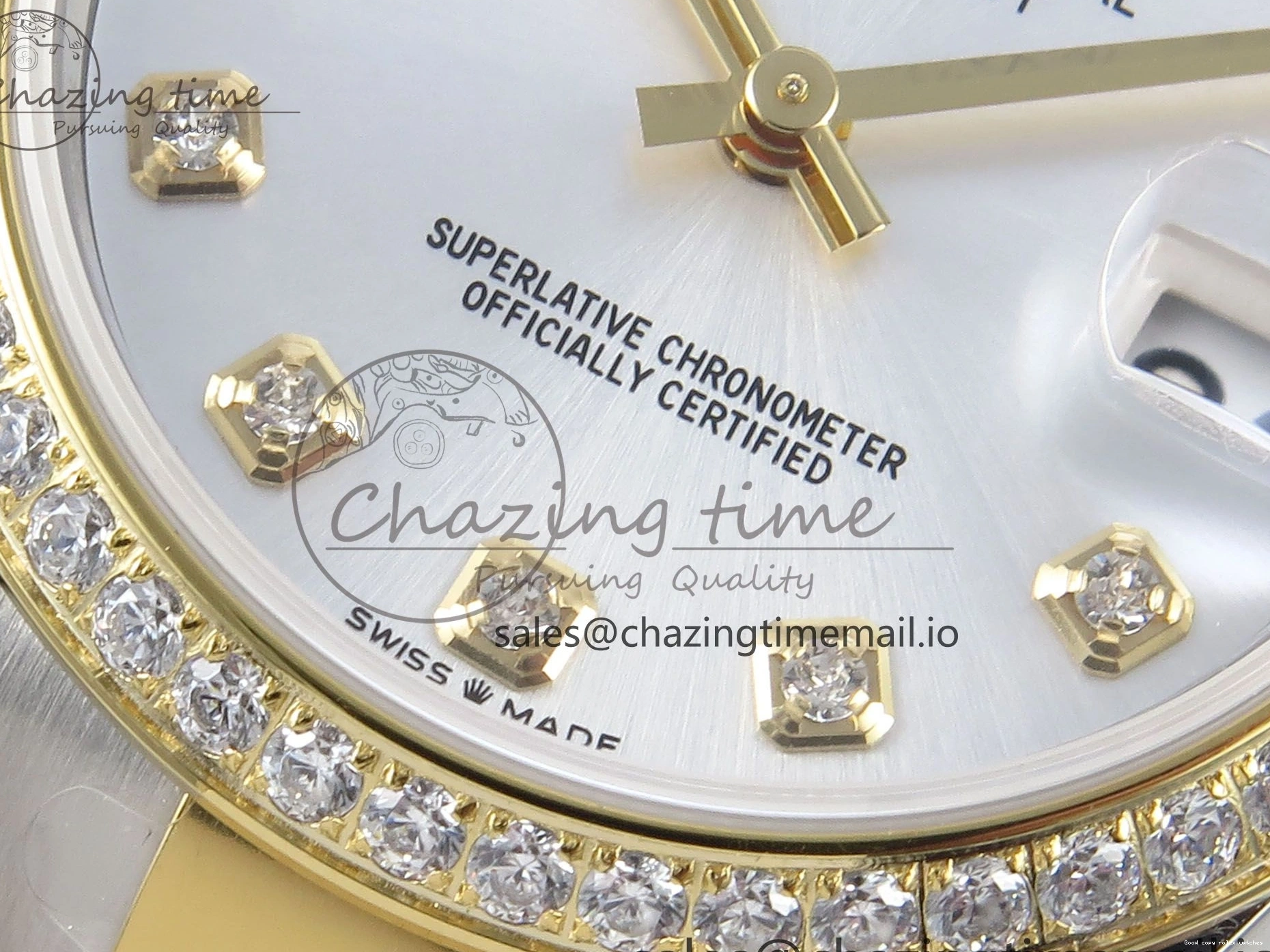 Rolex copies cheap SS 402 ETA YG Bracelet Steel 904L 1:1 ARF Silver OdorResistant 278383RBR Best DateJust Bezel Dial Diamonds 31 on Oyster Edition Diamonds 1103